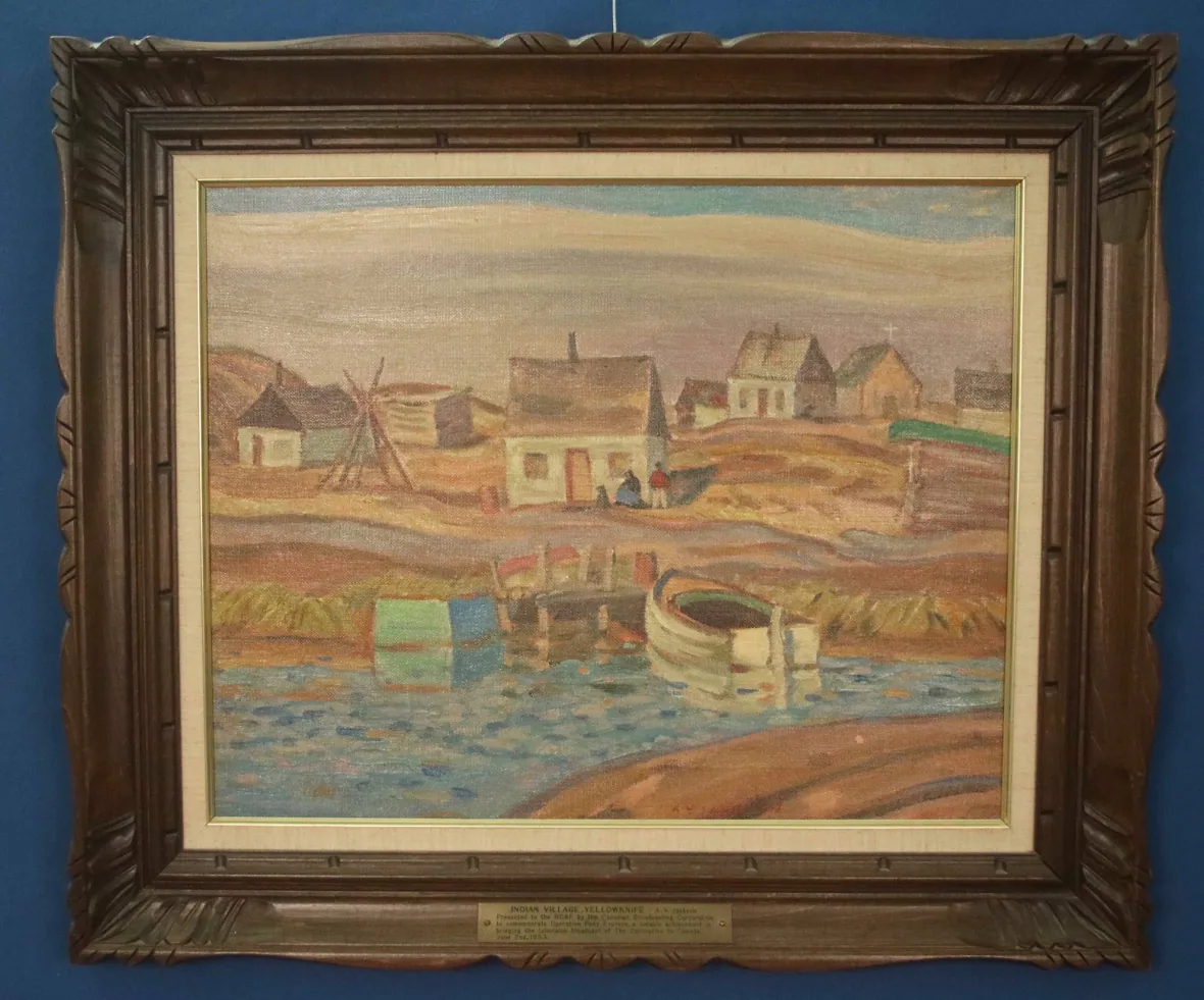 painting of an indigenous village in Yellowknife