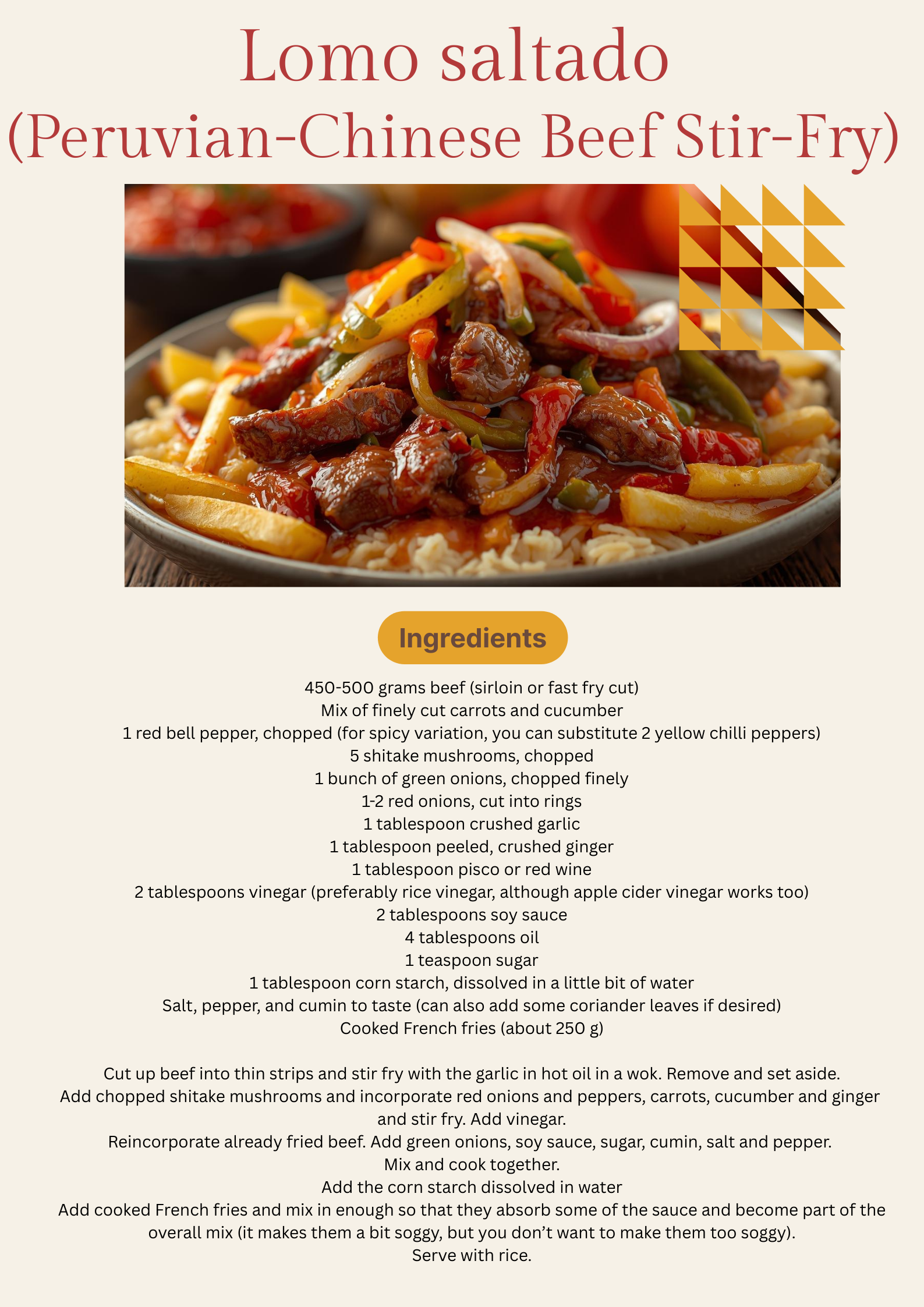 Poster - Lomo Saltado Recipe