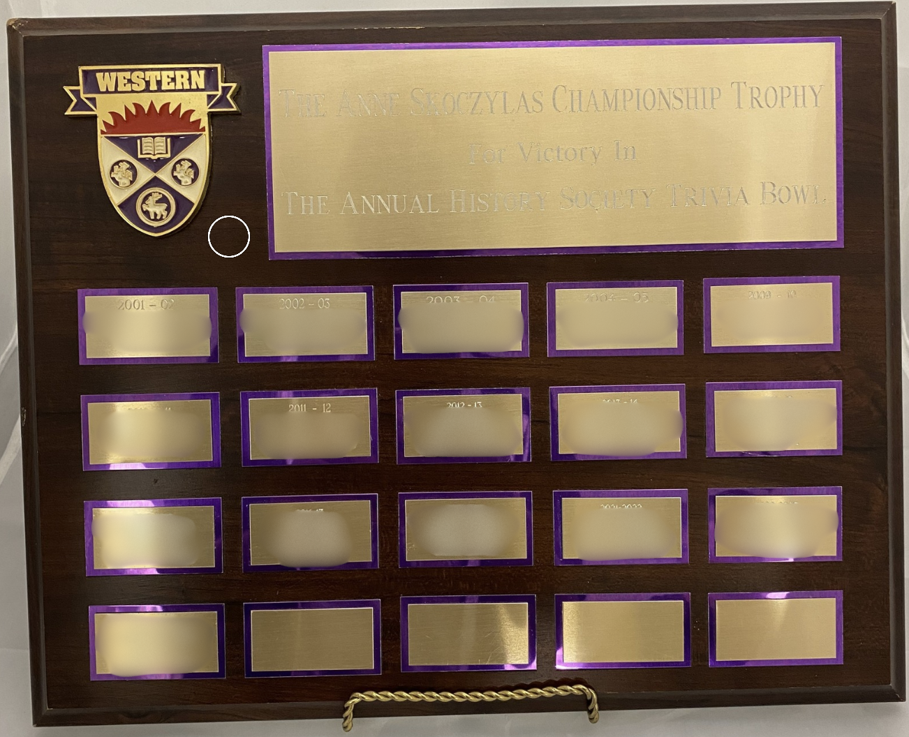 Anne Skoczylas Award plaque